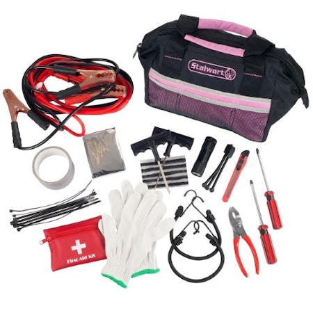 Fleming Supply 55 Pc Emergency Roadside Kit with Travel Bag  Pink